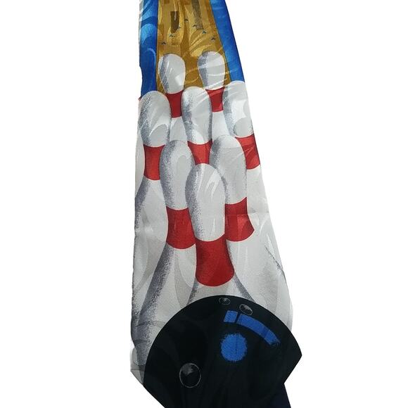 Vintage Designs By A. Rogers Men's Navy Bowling Pin Neck Tie - Picture 2 of 4